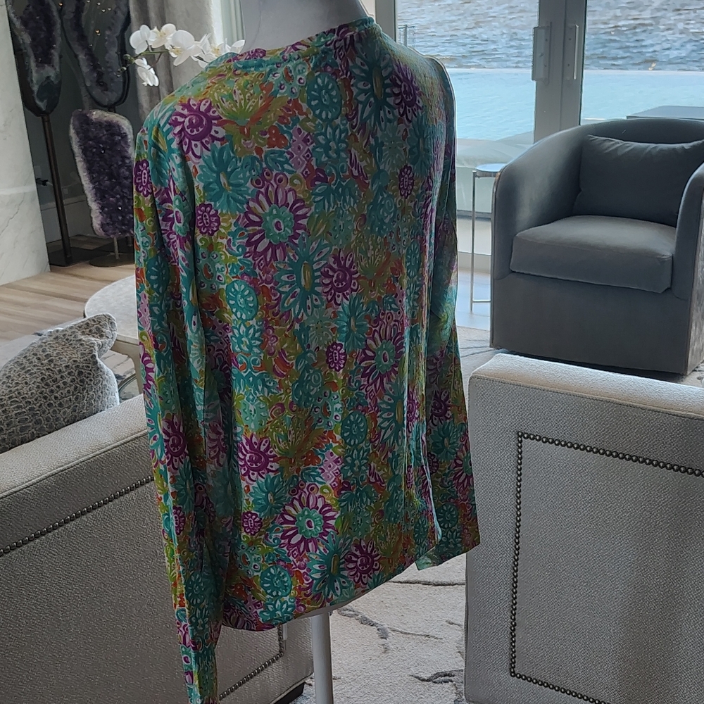 IBKUL Women's Long Sleeve Top - Multicolor Floral - Picture 5 of 12